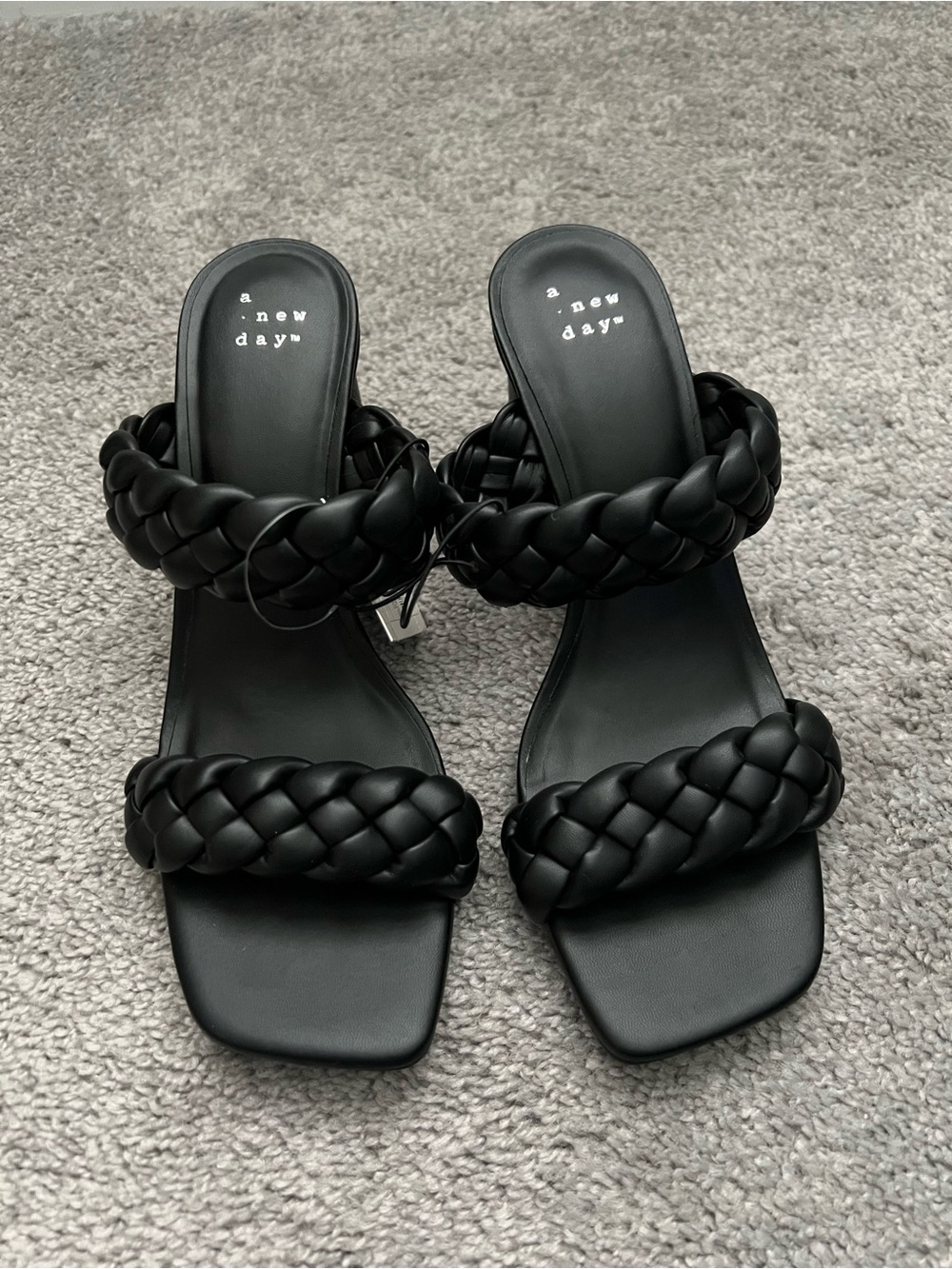 A New Day Black Braided Double Strap Slide Sandals NWT Women's Size 8